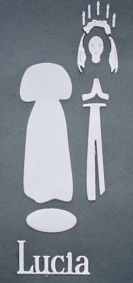 Zoom bild av SkapatAv´s Lucia figur och text med Lucia