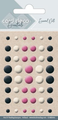 Card Deco Essentials - Enamel Dots rosa vit och svart